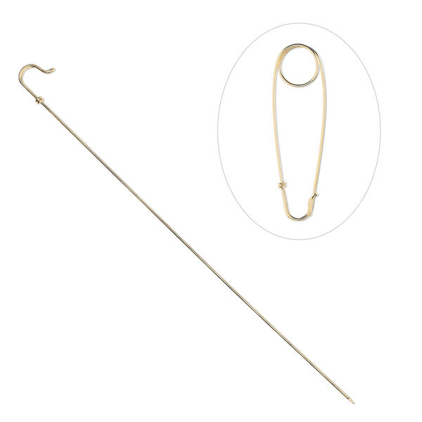 Brooch pin, gold-finished brass, 7-1/8 inches. Sold per pkg of 2. image number 0