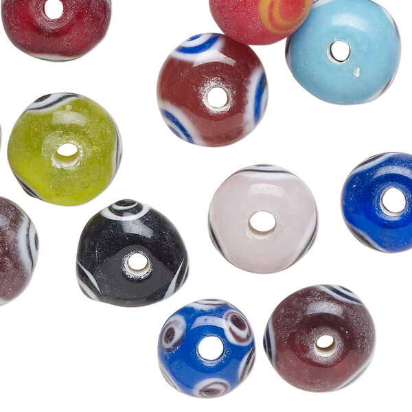 Bead mix, lampworked glass, opaque and translucent mixed colors, 11x7mm rondelle. Sold per 2-ounce pkg, approximately 30 beads. image number 0