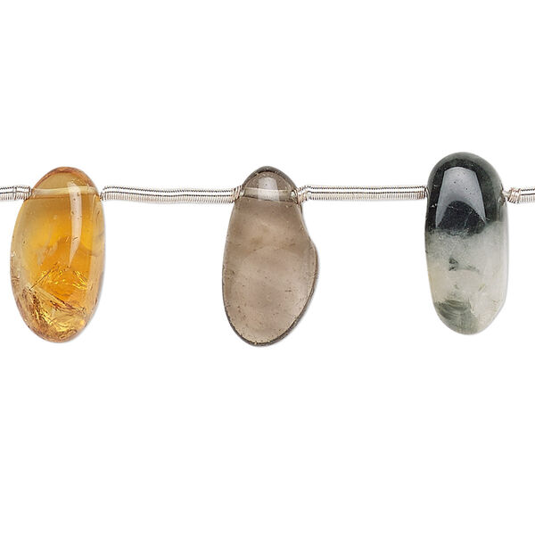 Multi-gemstone 1pkg23, top-drilled flat nugget bead small image number 0