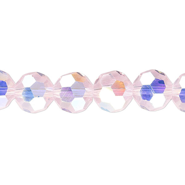 Bead 1pk 32 facets translucent pink AB, Celestial Crystal® 10mm round 15.5-16 inch image number 0