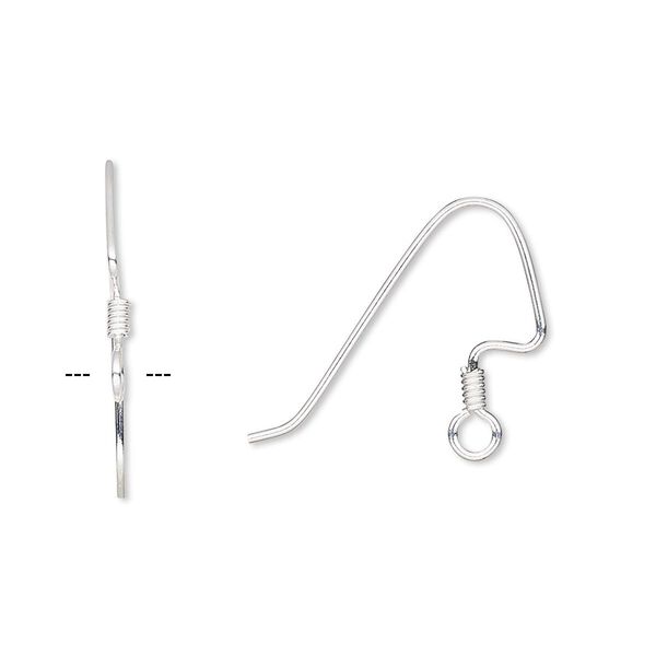 Ear wire fishhook 1pkg100 silver-plated, 18mm angular / 2.5mm coil / perfect balance / open loop, 22 gauge brass 50 pair image number 0