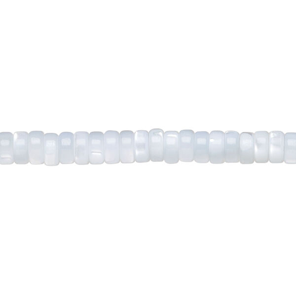 Bead, mother-of-pearl shell (dyed), blue, 5x2mm heishi, Mohs hardness 3-1/2. Sold per 15-1/2 to 16-inch strand. image number 0