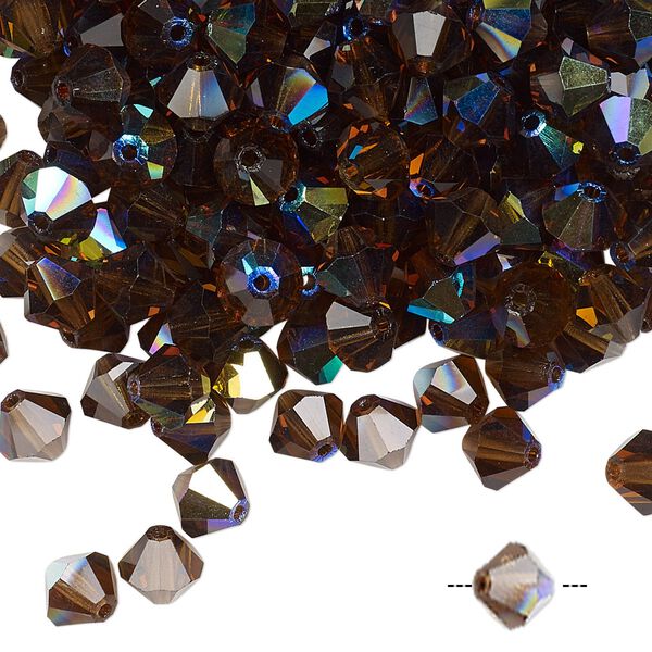 Bead 24pk smoked topaz AB, Preciosa Czech crystal 6mm bicone image number 0
