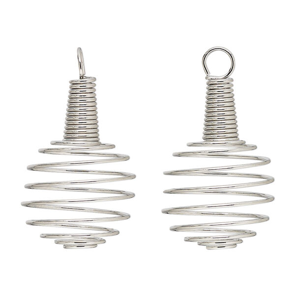 Drop, stainless steel, 27x20mm cage, fits up to 15mm bead cage. Sold per pkg of 4. image number 0