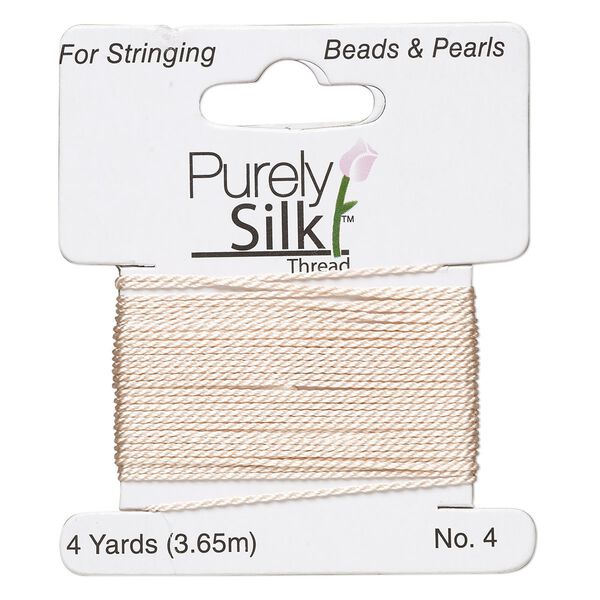 Thread, Purely Silk™, pink, medium-heavy, size #4, 24-pound test. Sold per 4-yard card. image number 0