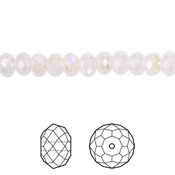 Bead 360pk rose water opal shimmer 2X, Swarovski® 6x4mm rondelle 5040 image number 0