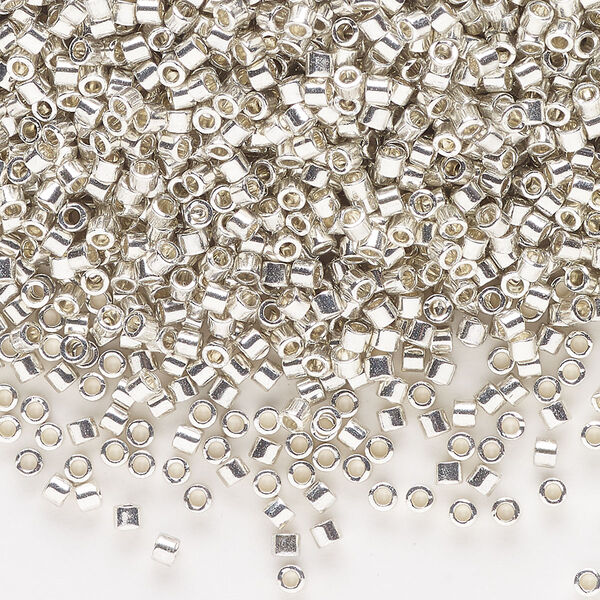 Seed bead, Delica®, glass, pkg/7.5g, #10 round, opaque galvanized silver (DBM-0035). image number 0
