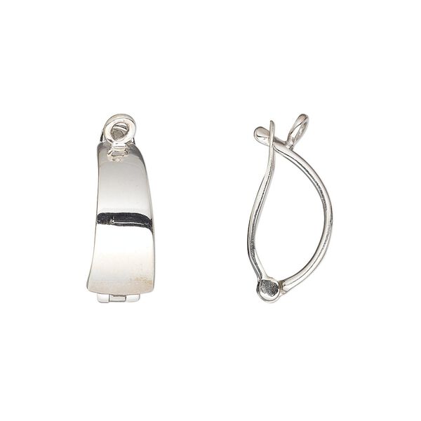 Bail, enhancer, antiqued sterling silver, 18x7mm smooth curved rectangle with closed loop, 12mm grip length. Sold individually. image number 0