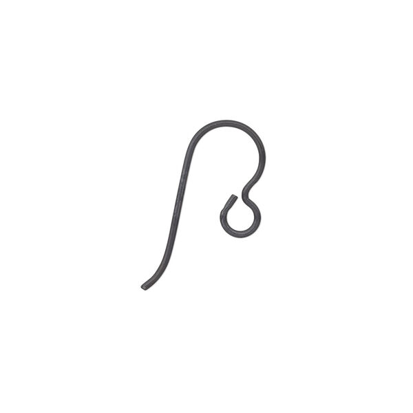 Ear wire fishhook 1pkg4 niobium, 12.5mm / open loop, 20 gauge anodized black 2 pair image number 0