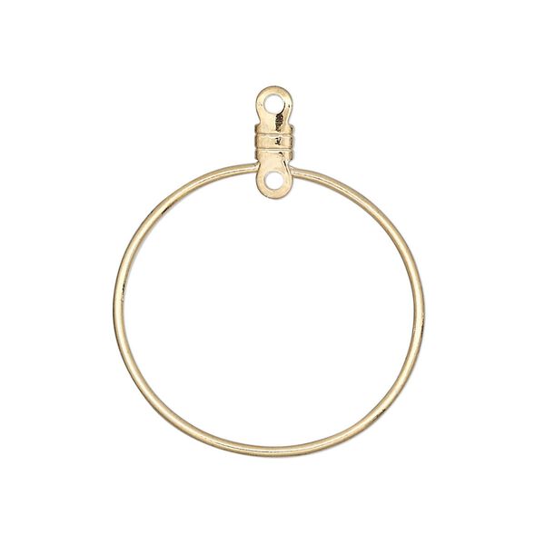 Beading hoop, gold-plated steel, 26mm round with closed loop. Sold per pkg of 100. image number 0