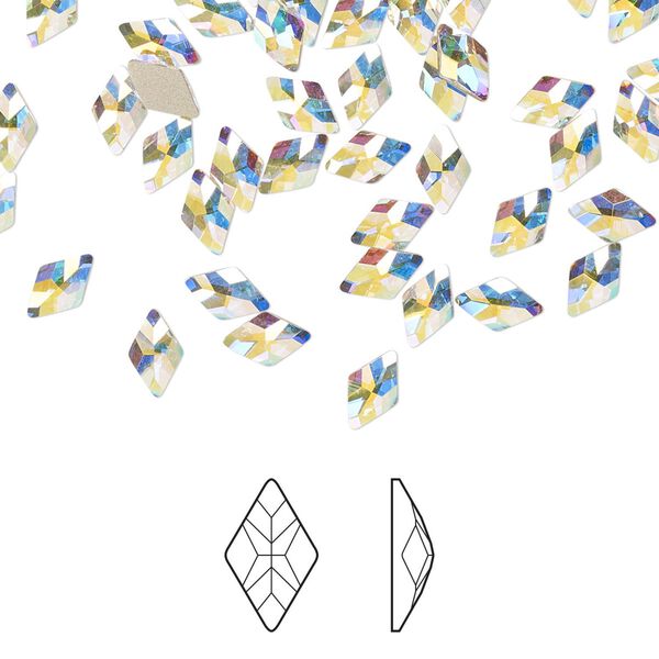 Flat back 720pk crystal AB foil back, Preciosa MAXIMA Czech crystal rhinestone 6x4mm rhombus image number 0