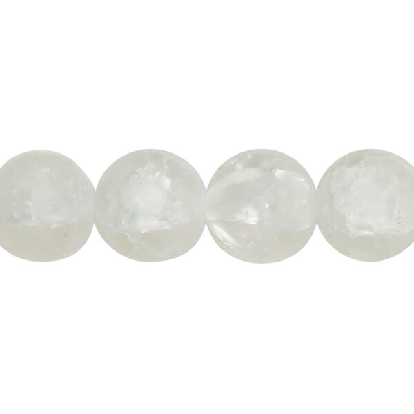 Bead, crackle glass, translucent matte clear, 11-12mm round, Sold per 15-inch strand, approximately 30 beads. image number 0