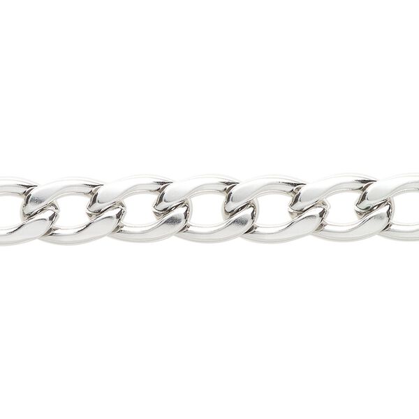 Chain, stainless steel, 7.2mm flat curb. Sold per 5-foot section. image number 0