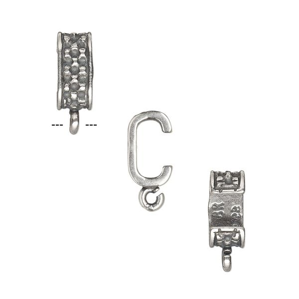 Component, JBB Findings, antique silver-plated brass, 9x4mm beaded rondelle with open loop, 7x3mm inside diameter. Sold per pkg of 2. image number 0