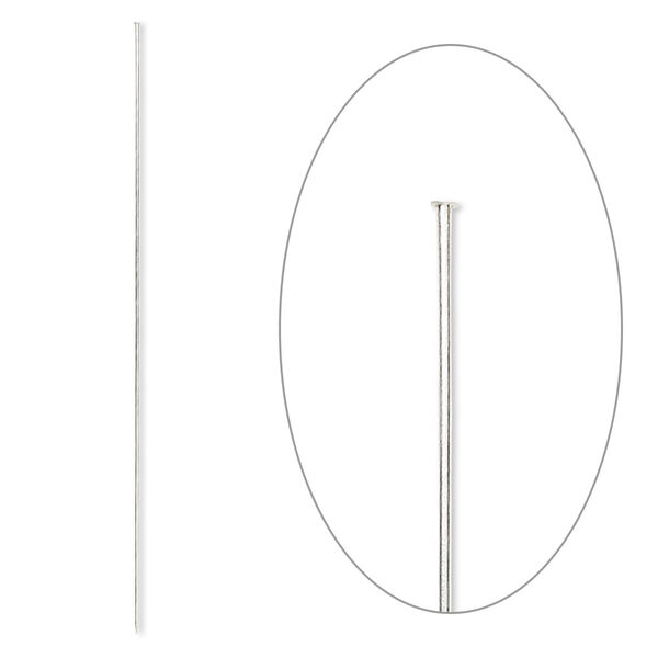 Stick pin, silver-finished brass, 6 inches, 18 gauge. Sold per pkg of 10. image number 0