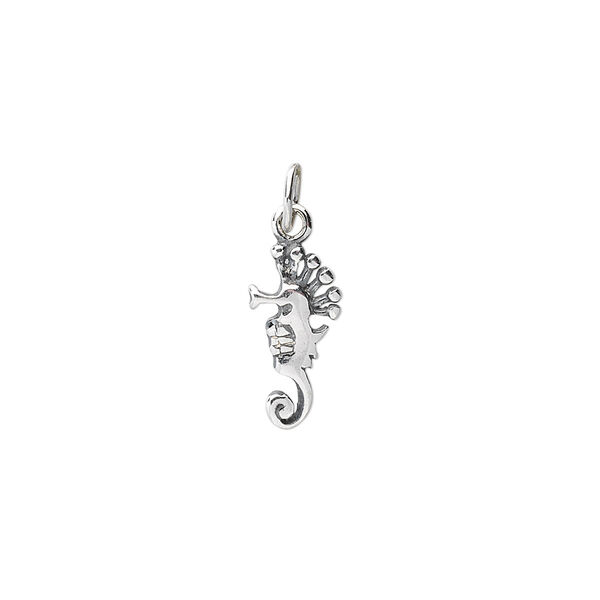 Charm, sterling silver, 13x7mm seahorse. Sold individually. image number 0