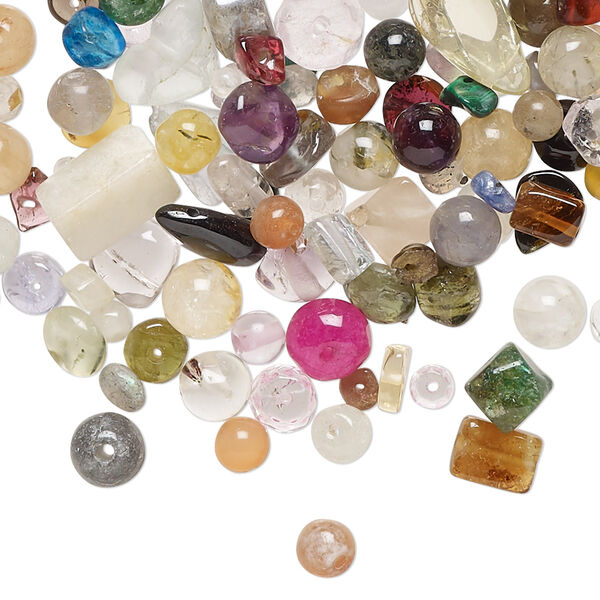 Bead mix, multi-gemstone (natural / dyed / heated / coated), 3x1mm-10x5mm hand-cut top- and center-drilled mixed shapes with 0.4-1.4mm hole, Mohs hardness 3 to 7. Sold per 1-ounce pkg, approximately 170-200 beads. image number 0
