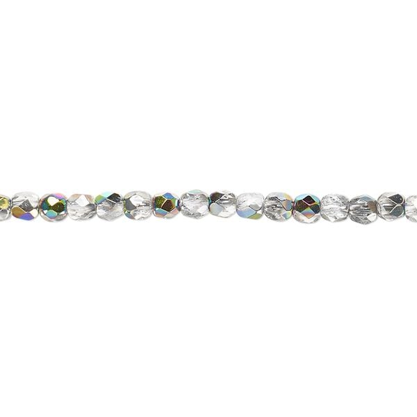Bead, Czech fire-polished glass, clear vitrail, 3mm faceted round. Sold per pkg of 1,200 (1 mass). image number 0
