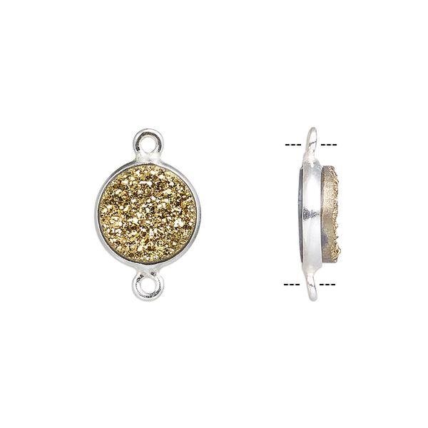 Druzy agate / sterling silver 1pkg1, electrocoated hand-cut flat round link 11mm image number 0