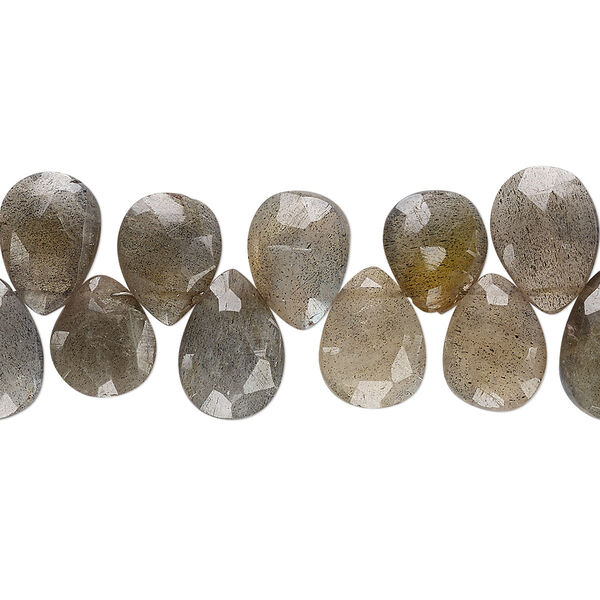 Labradorite 1pkg1, hand-cut top-drilled faceted puffed teardrop bead natural 4 inch 11x8mm-13x9mm image number 0