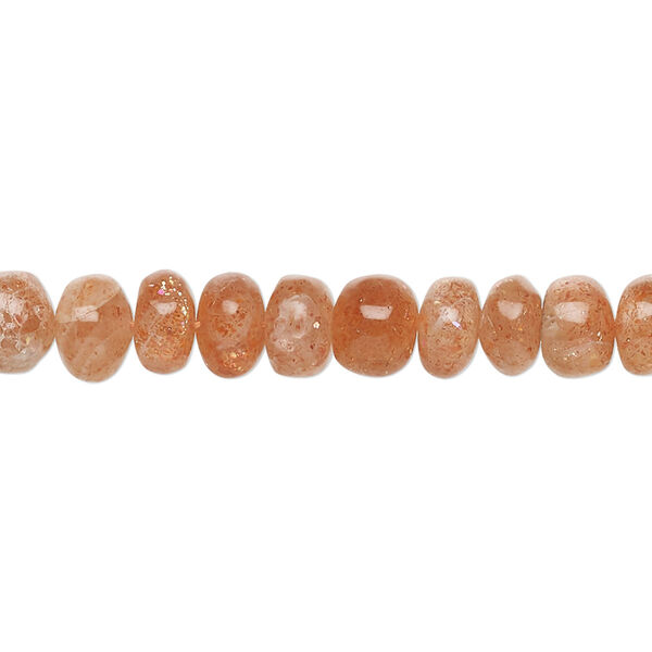 Sunstone 1pkg1, hand-cut rondelle bead natural 14 inch 6x4mm-8x6mm image number 0