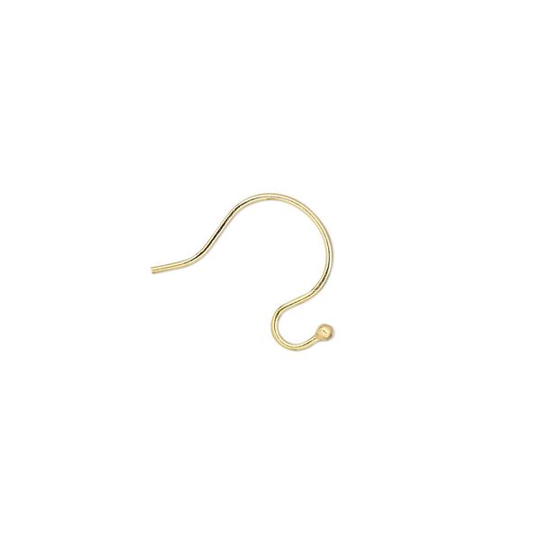 Ear wire fishhook 1pkg100 gold-plated, 10mm / 1mm ball, 21 gauge brass 50 pair image number 0