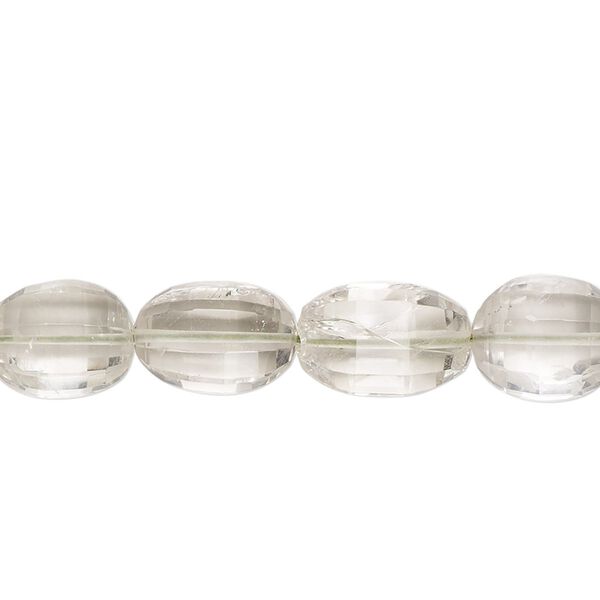 Green quartz 1pkg1, hand-cut faceted puffed oval bead 8 inch 9x7mm-13x9mm image number 0