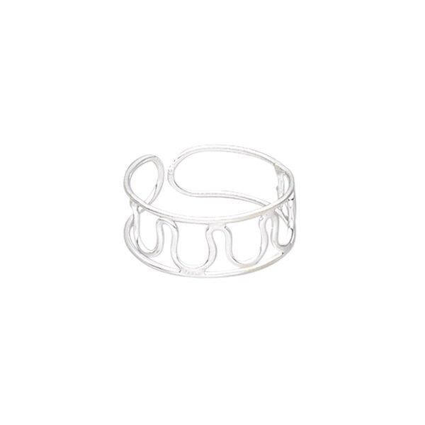 Ring, silver-plated brass, 7mm wide, adjustable. Sold individually. image number 0