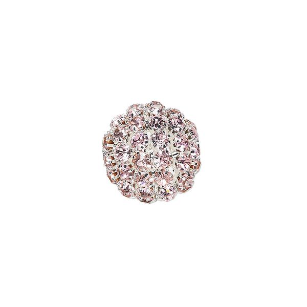 Bead, glass rhinestone and silver-plated brass, pink, 27mm ball with 5mm chatons, 4.5mm hole. Sold individually. image number 0