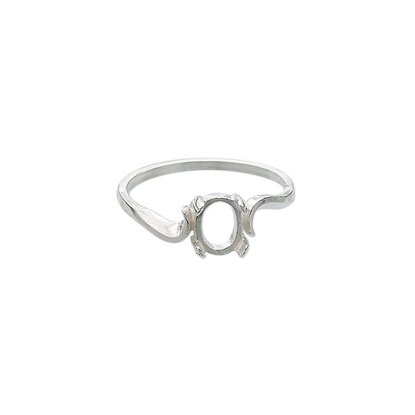 Ring, sterling silver, swirl band with 7x5mm 4-prong oval setting, size 7. Sold individually. image number 0