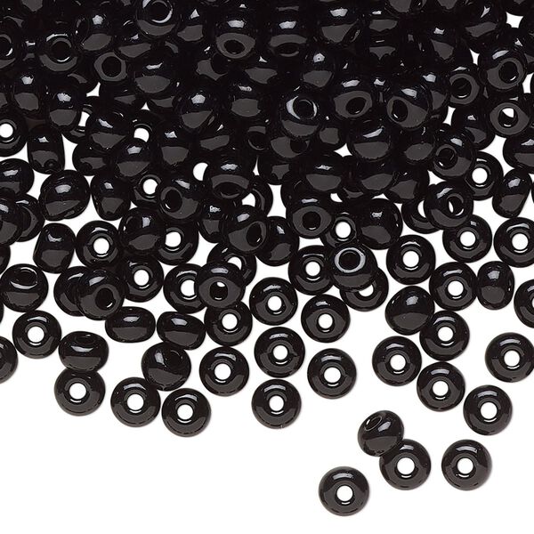 Seed bead, Preciosa Ornela Czech glass, pkg/50g, #6 rocaille, opaque black, (23980). image number 0