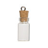 Component, glass / cork / nickel-finished steel, clear, 22x11mm bottle with stopper and screw eye. Sold per pkg of 10. image number 1