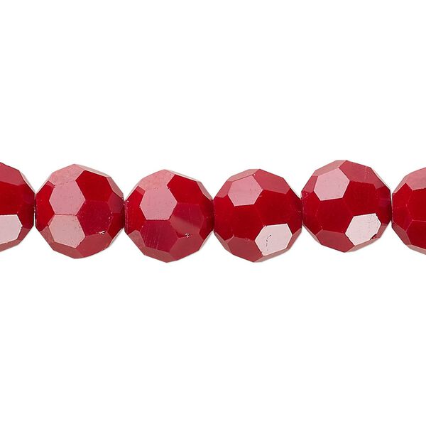 Bead 1pk 32 facets opaque red, Celestial Crystal® 10mm round 15.5-16 inch image number 0
