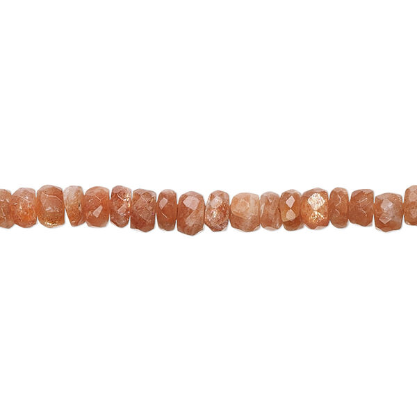 Sunstone 1pkg1, hand-cut faceted rondelle bead natural 13 inch 4x2mm-5x3mm image number 0