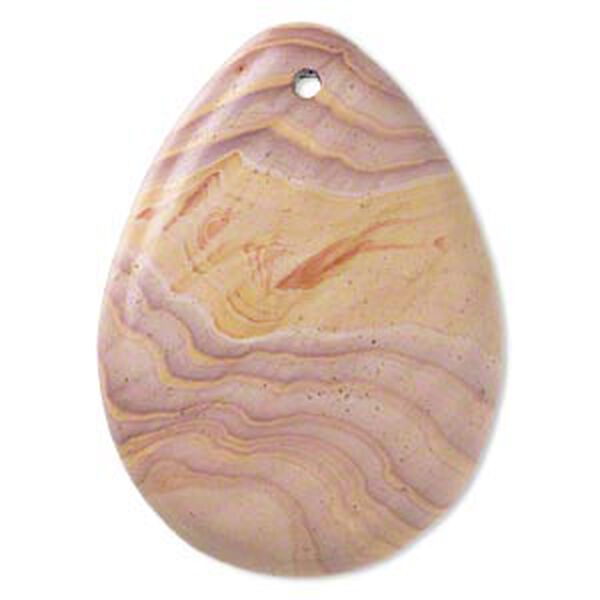 Rainbow marble 1pkg1, hand-cut flat back teardrop focal natural 50x37mm image number 0