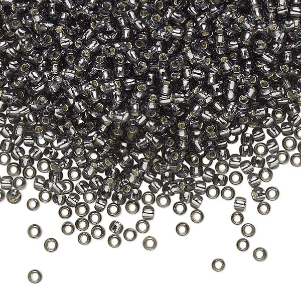 Seed bead, TOHO BEADS®, glass, pkg/250g, #11 round, transparent silver-lined grey (TR-11-29B). image number 0