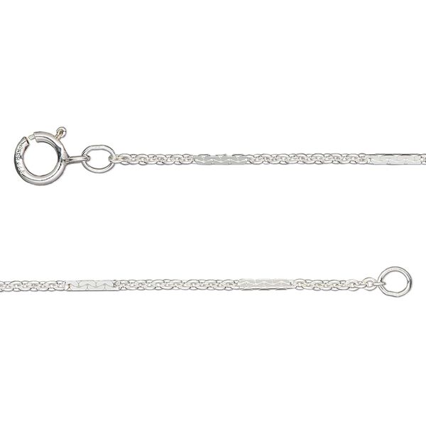 Chain, sterling silver, 1.4mm dapped bar and link, 16 inches with springring clasp. Sold individually. image number 0
