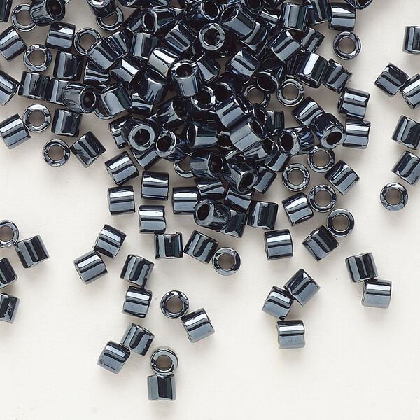 Seed bead, Delica®, glass, pkg/50g, #8 round, opaque metallic gunmetal (DBL-0001). image number 0
