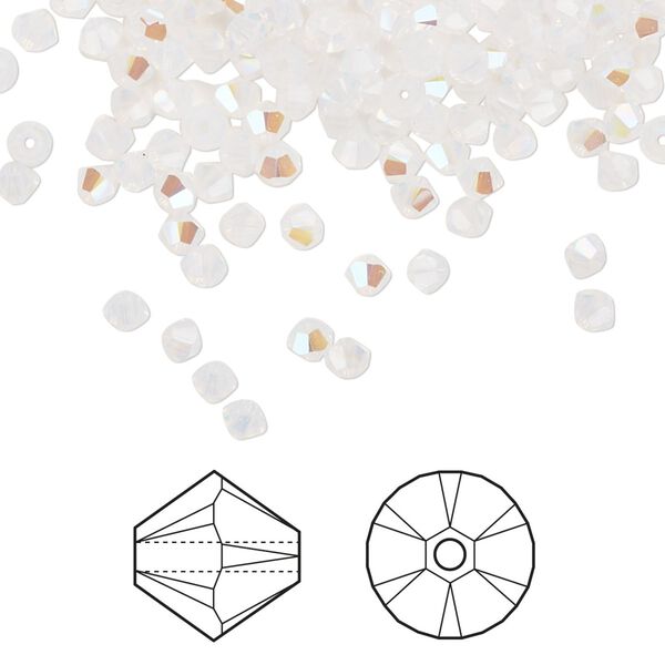 Bead 144pk white opal shimmer, Crystal Passions® 3mm bicone 5328 image number 0