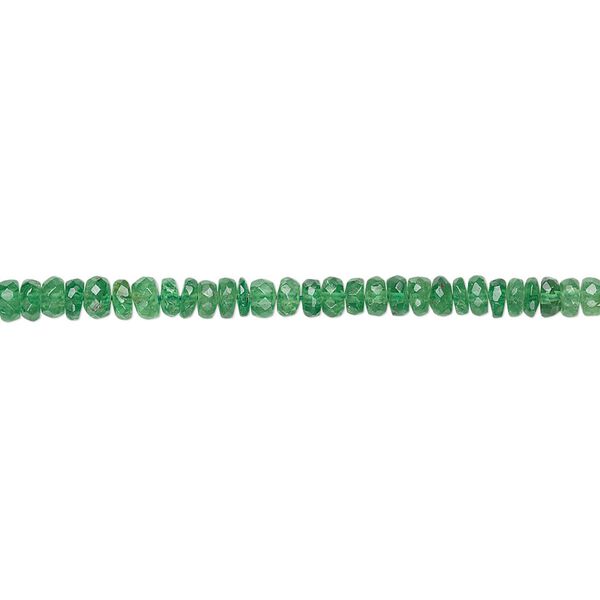 Tsavorite garnet 1pkg1, hand-cut faceted rondelle bead natural 15.5-16 inch graduated 2x1mm-4x2mm image number 0