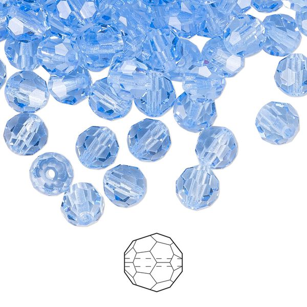 Bead 144pk light sapphire, Preciosa Czech crystal 6mm round image number 0