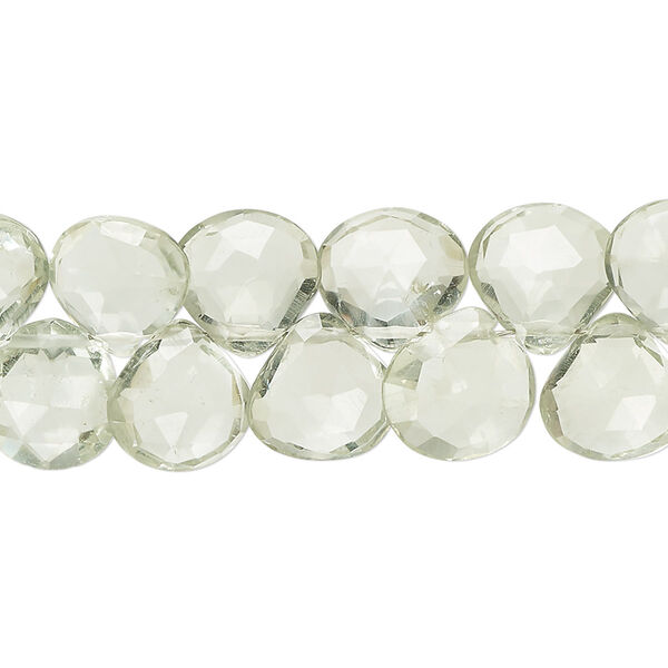 Green quartz 1pkg1, hand-cut top-drilled faceted puffed teardrop bead 7 inch 9x8mm-12x12mm image number 0