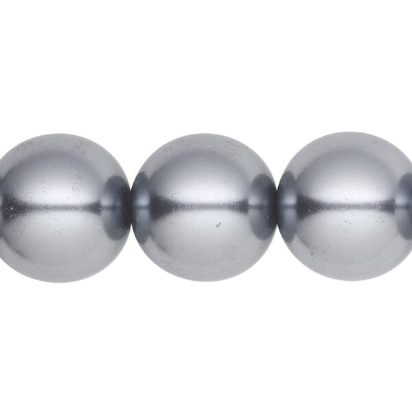 Bead, crystal pearl, pewter, 16mm round. Sold per 15-1/2" to 16" strand, approximately 25 beads. image number 0