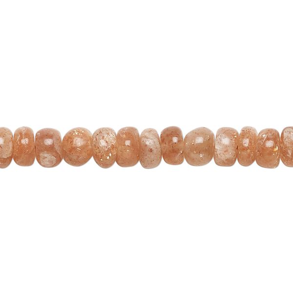 Sunstone 1pkg1, hand-cut rondelle bead natural 14 inch 5x3mm-6x4mm image number 0