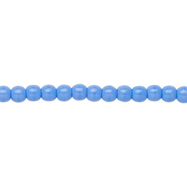 Bead, Czech glass druk, opaque light blue, 4mm round. Sold per 15-1/2" to 16" strand. image number 0