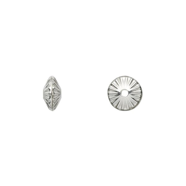 Bead, sterling silver, 8x4mm corrugated hogan. Sold per pkg of 2. image number 0