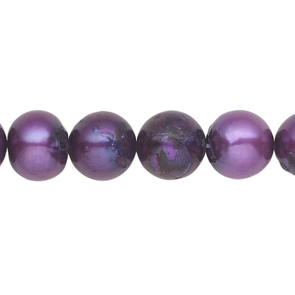 Pearl, cultured freshwater (dyed), indigo, 10mm semi-round, D grade, Mohs hardness 2-1/2 to 4. Sold per 14-inch strand. image number 0