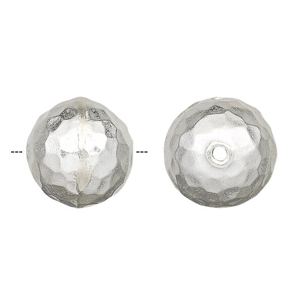 Bead, Hill Tribes, sterling silver, 16mm light hammered round. Sold individually. image number 0