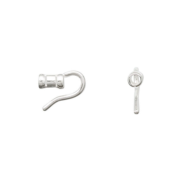 Crimp end, sterling silver, 11x3mm tube with hook clasp, 1.75mm inside diameter. Sold per pkg of 4. image number 0