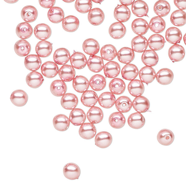 Bead, Czech pearl-coated glass druk, opaque pink, 4mm round. Sold per 15-1/2" to 16" strand. image number 0